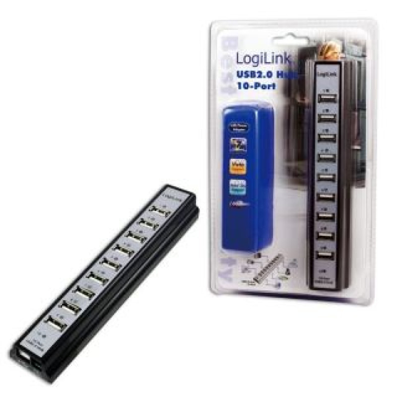 Logilink Rūteris Logilink  USB 2.0 Hub-10 port whit power adapter