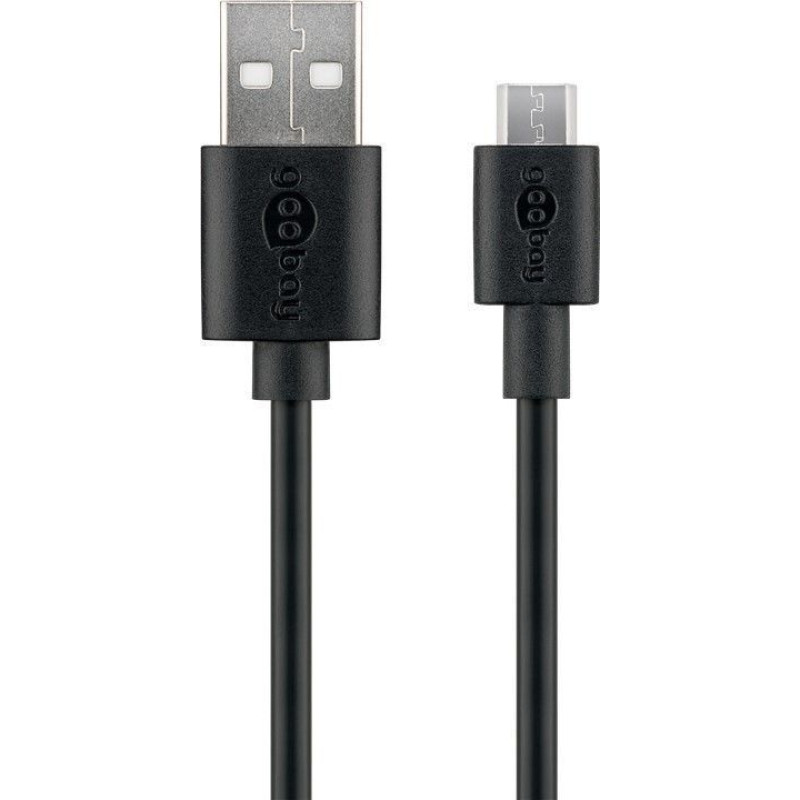 Goobay Kabelis Goobay  Micro USB charging and sync cable 46800 Black, USB 2.0 micro male (type B), USB 2.0 male (type A)