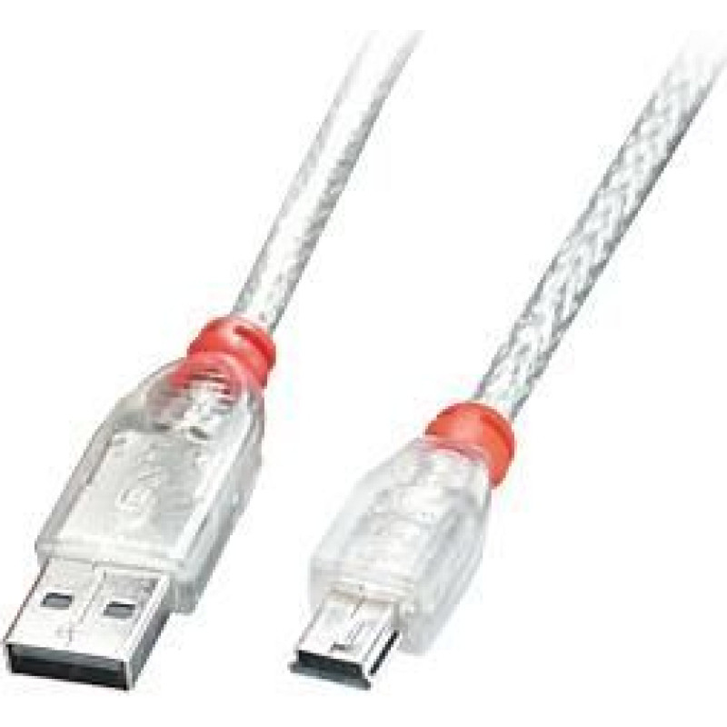 Lindy Kabelis LINDY  CABLE USB2 A TO MINI-B 2M/TRANSPARENT 41783