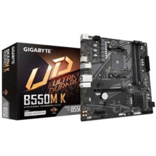 Gigabyte Pamatplate Intel procesorsiem Gigabyte  B550M K 1.0 M/B Processor family AMD, Processor socket AM4, DDR4 DIMM, Memory slots 4, Supported hard disk drive interfaces 	SATA, M.2, Number of SATA connectors 4, Chipset AMD B550, Micro ATX