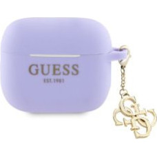 Guess Maciņš austiņām Guess - Airpods 3 Case Silicone Classic Logo Gold With 4G Charm Purple