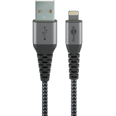 Goobay Kabelis Goobay  Lightning to USB-A Textile Cable with Metal Plugs