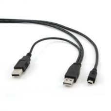 Gembird Kabelis Gembird  CABLE USB2 DUAL AM-MINI 0.9M/BLACK CCP-USB22-AM5P-3