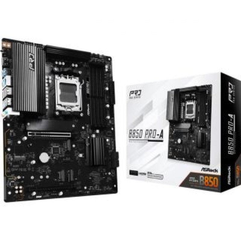 Asrock Pamatplate AMD procesorsiem Asrock  Mainboard||AMD B850|SAM5|ATX|Memory DDR5|Memory slots 4|1xPCI-Express 4.0 16x|1xPCI-Express 5.0 16x|1xM.2|1xHDMI|1xAudio-In|1xAudio-Out|1xMicrophone|6xUSB 2.0|4xUSB 3.2|2xUSB-C|1xRJ45|B850PRO-A