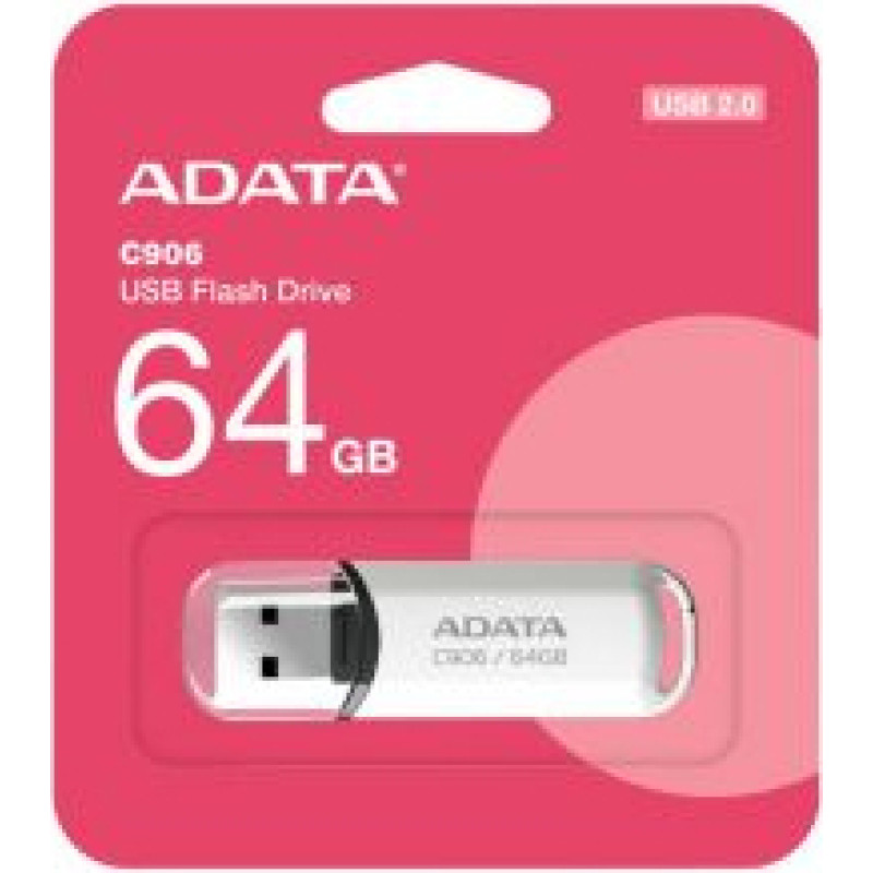 Adata Zibatmiņa ADATA  C906 64GB USB Flash Drive, White