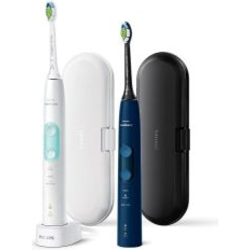 Philips Zobu birste Philips  Sonicare ProtectiveClean 5100 Duo Electric Toothbrushes | HX6851/34 | Rechargeable | For adults | Number of brush heads included 2 | Number of teeth brushing modes 3 | White and Dark Blue