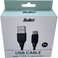 - Kabelis - Apple BULLET USB - Type C 3m, 2.4A Black