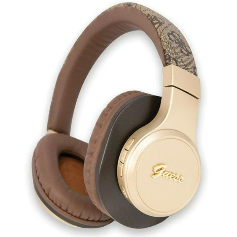 Guess Bezvadu austiņas Guess  PU Leather 4G Script Logo BT5.3 Stereo Headphone Brown