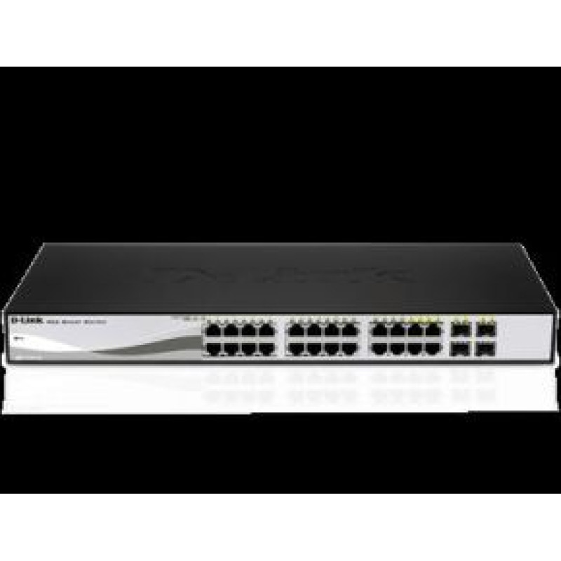 D-Link Serveru  - Citi piederumi D-link  DGS-1210-20, Gigabit Smart Switch with 16 10/100/1000Base-T ports and 4 Gigabit MiniGBIC (SFP) ports, 802.3x Flow Control, 802.3ad Link Aggregation, 802.1Q VLAN, 802.1p Priority Queues, Port mirroring,, Jumbo Frame