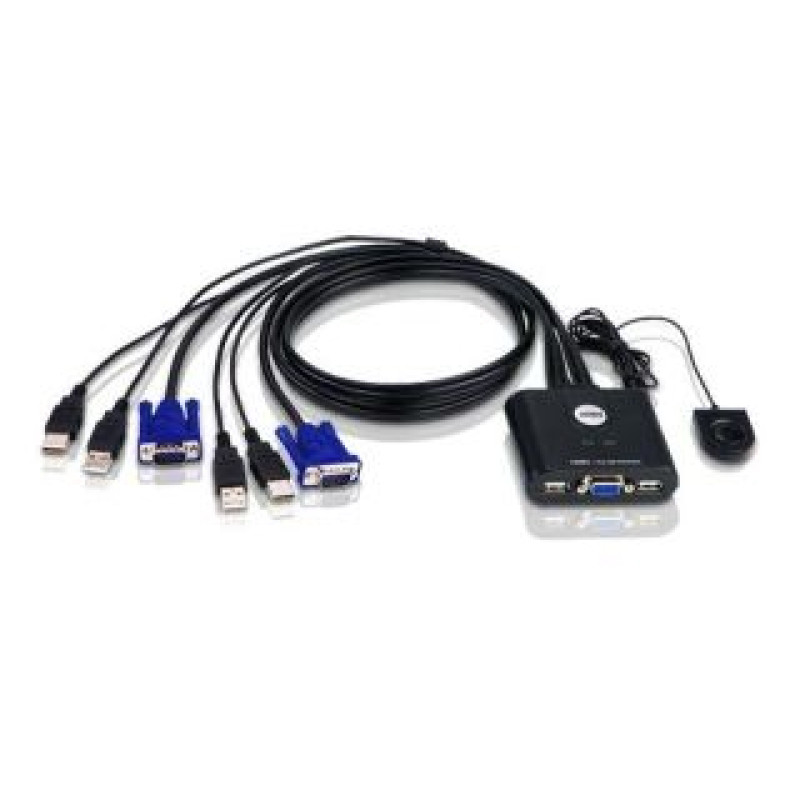 Aten Serveru  - Citi piederumi Aten  2-Port USB VGA Cable KVM Switch with Remote Port Selector