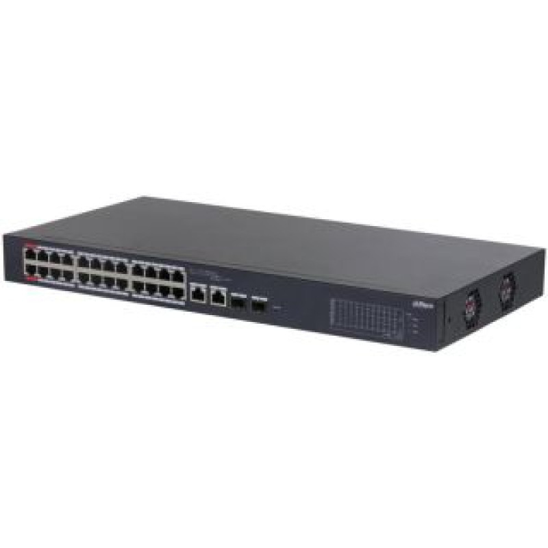 Dahua Nevadāms centrmezgls DAHUA  Switch||CS4226-24ET-240|Desktop/pedestal|Rack 1U|24x10Base-T / 100Base-TX|2x10/100/1000BASE-T/SFP combo|2|26|PoE ports 24|240 Watts|CS4226-24ET-240