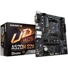 Gigabyte Pamatplate Intel procesorsiem Gigabyte  A520M S2H 1.0 Processor family AMD, Processor socket AM4, DDR4 DIMM, Memory slots 2, Chipset AMD A, Micro ATX