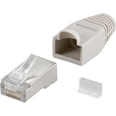 Goobay Parveidotājs Goobay  68746  RJ45 plug, CAT 5e STP shielded with strain-relief boot, grey