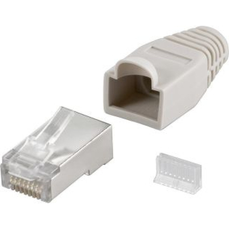 Goobay Parveidotājs Goobay  68746  RJ45 plug, CAT 5e STP shielded with strain-relief boot, grey