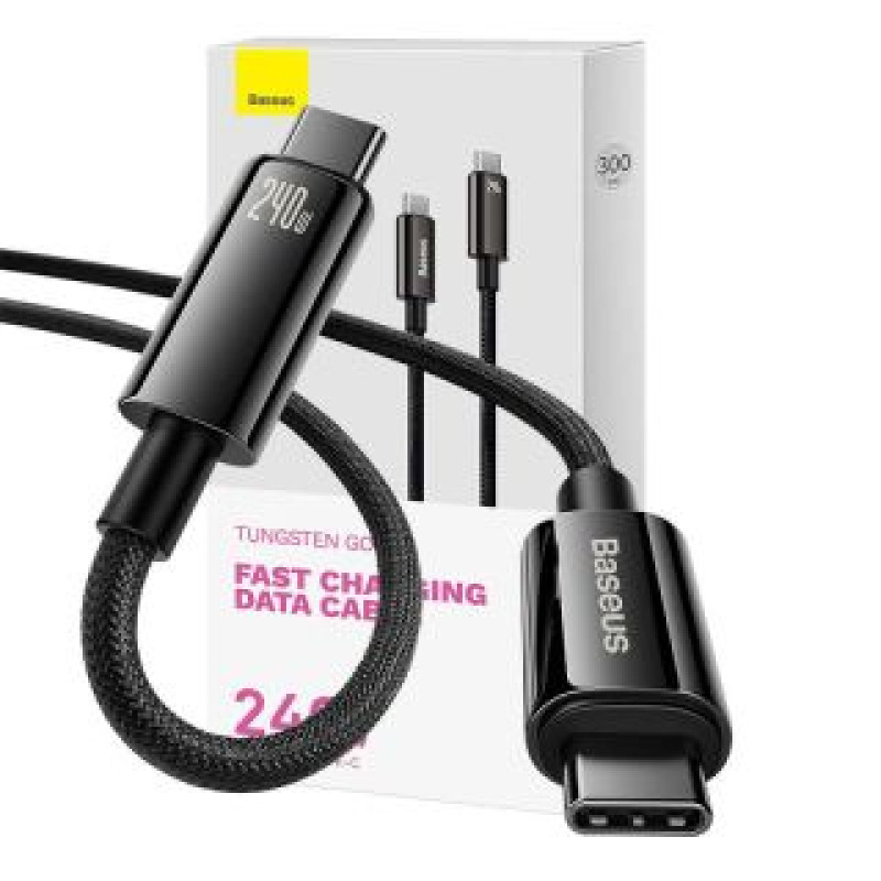 Baseus Kabelis Baseus  USB-C to USB-C cable Baseus Tungsten Gold 240W 3m (black)