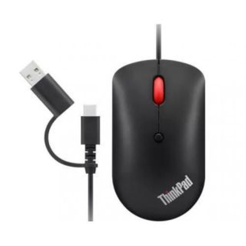 Lenovo Datora pele Lenovo  ThinkPad USB-C Wired Compact Mouse Raven black, USB-C