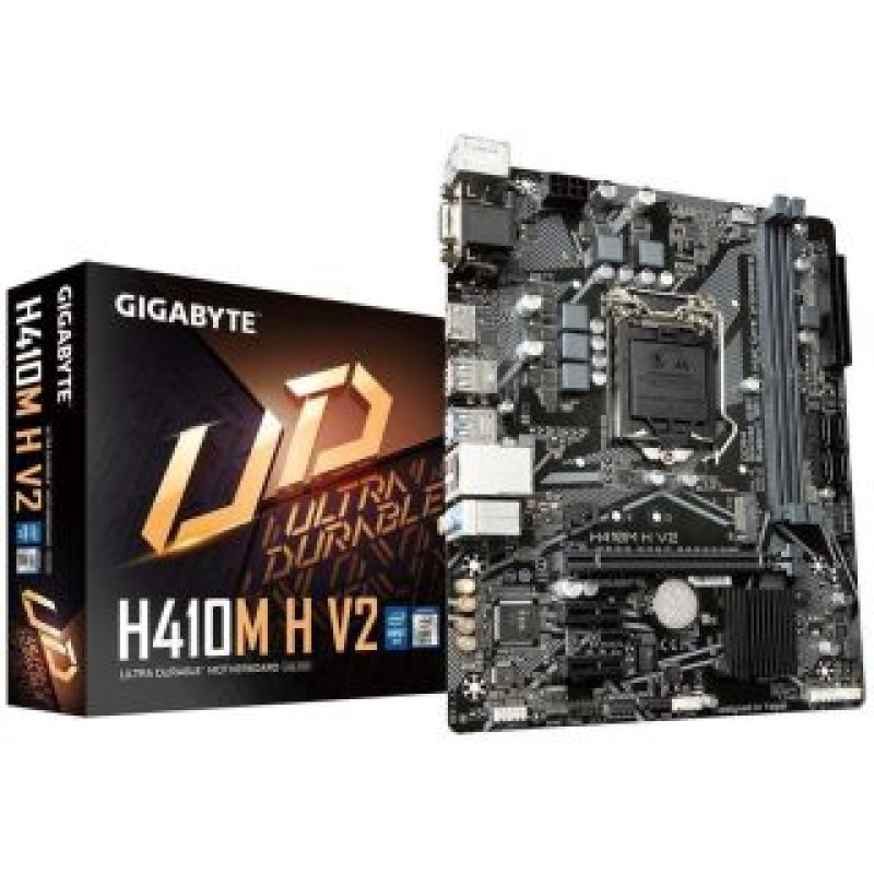 Gigabyte Pamatplate Intel procesorsiem Gigabyte  Mainboard||Intel H470 Express|LGA1200|Micro-ATX|Memory DDR4|Memory slots 2|2xPCI-Express 3.0 1x|1xPCI-Express 3.0 16x|1xM.2|1x15pin D-sub|1xHDMI|2xAudio-In|1xAudio-Out|4xUSB 2.0|2xUSB 3.2|1xPS/2|1xRJ45|H410