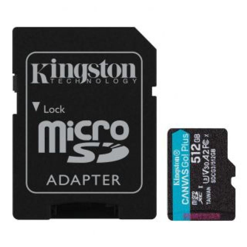 Kingston Atmiņas kartes Kingston  microSD Memory Card Canvas Go! Plus 512 GB, microSDHC/SDXC, Flash memory class 10