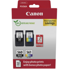 Canon Aksesuāri un izejmateriāli Canon  PG-560/CL-561 Ink Cartridge + Photo Paper Value Pack