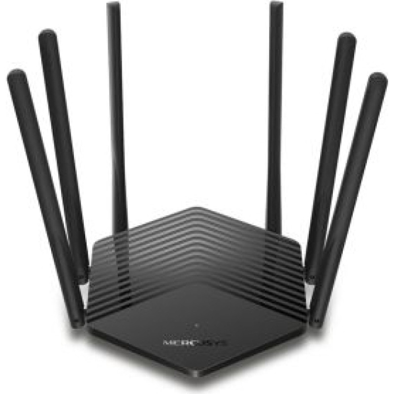 Mercusys Rūteris MERCUSYS  Dual-Band Router MR50G 802.11ac, 600+1300 Mbit/s, 10/100/1000 Mbit/s, Ethernet LAN (RJ-45) ports 2, MU-MiMO Yes, Antenna type 6xFixed, Black