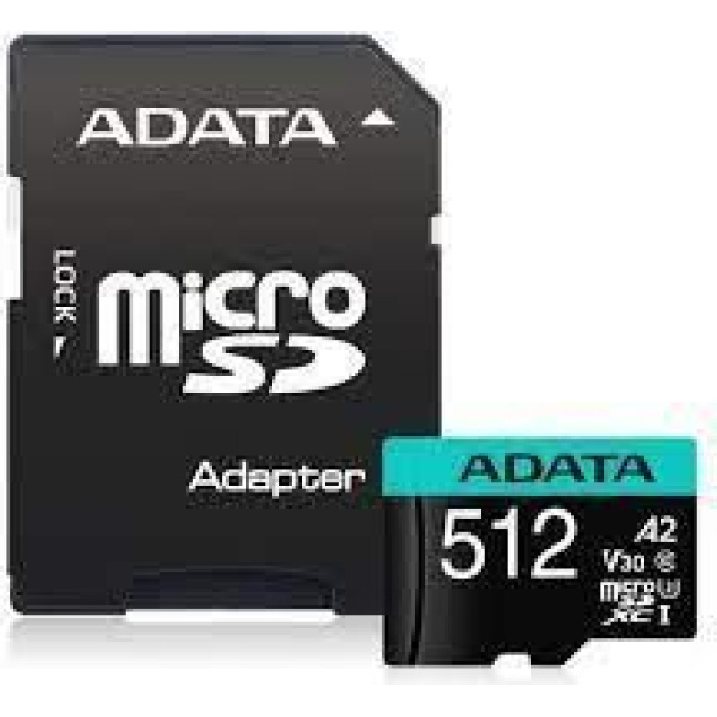 Adata Cita datorprece ADATA  MEMORY MICRO SDXC 512GB W/AD./AUSDX512GUI3V30SA2-RA1