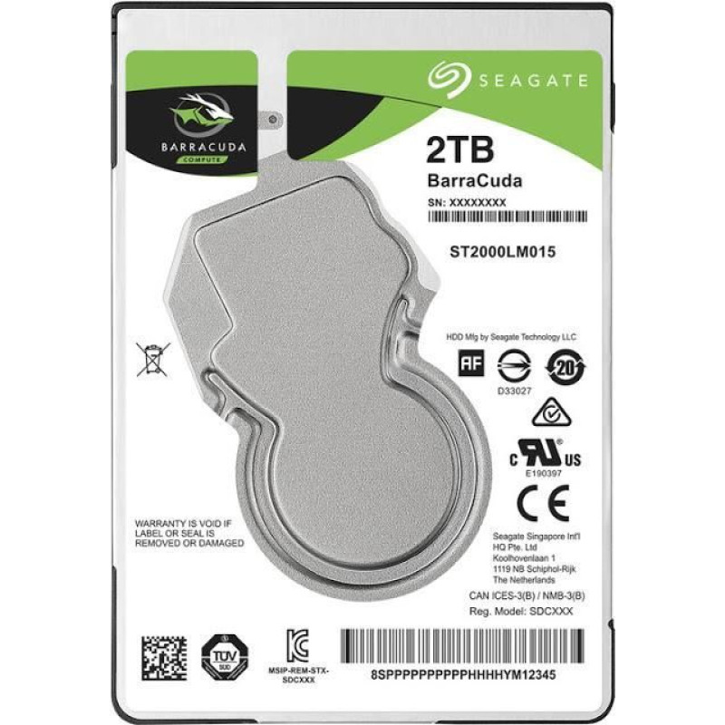 Seagate Cietais disks HDD SeaGate  HDD||Barracuda|2TB|SATA 3.0|128 MB|5400 rpm|2,5