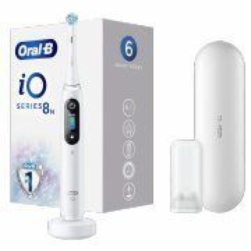 Oral-B Zobu birste Oral-B  Electric Toothbrush iO8 Series Rechargeable, For adults, Number of brush heads included 1, Number of teeth brushing modes 6, White Alabaster