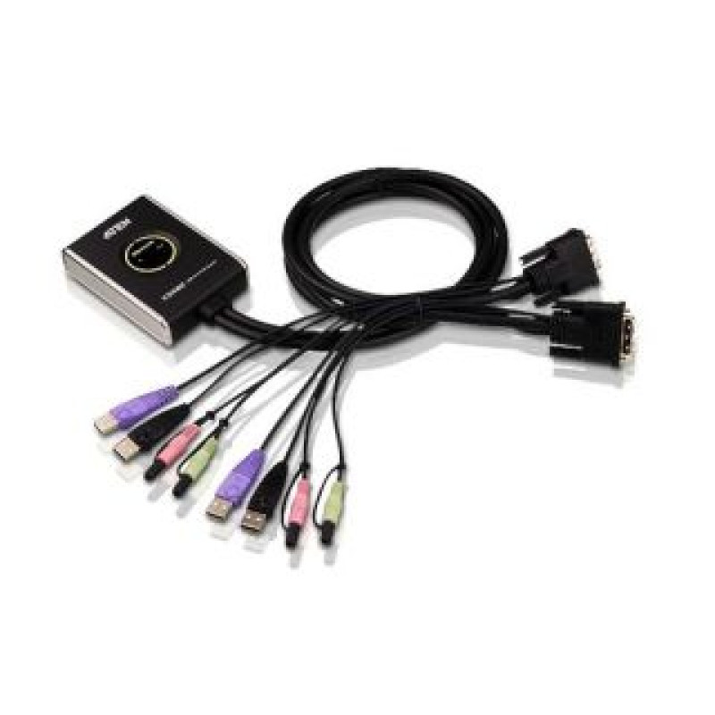 Aten Serveru  - Citi piederumi Aten  2-Port USB DVI/Audio Cable KVM Switch with Remote Port Selector