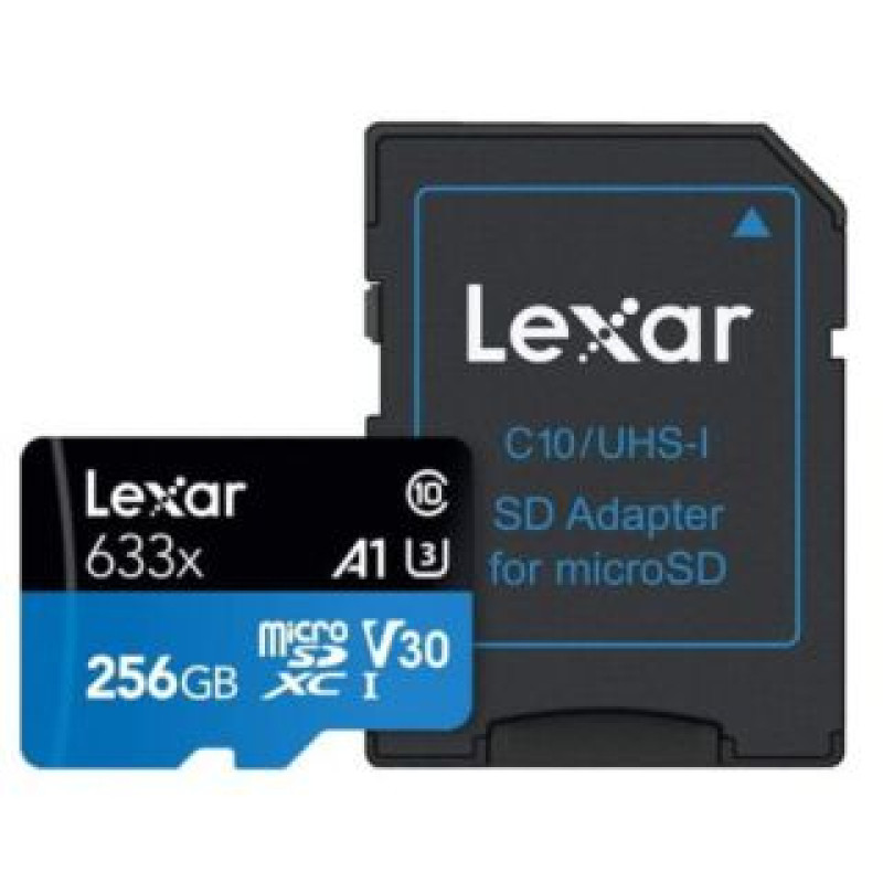 Lexar Atmiņas kartes Lexar  High-Performance 633x UHS-I micro SDXC, 256 GB, Class 10, U3, V30, A1, 45 MB/s, 100 MB/s