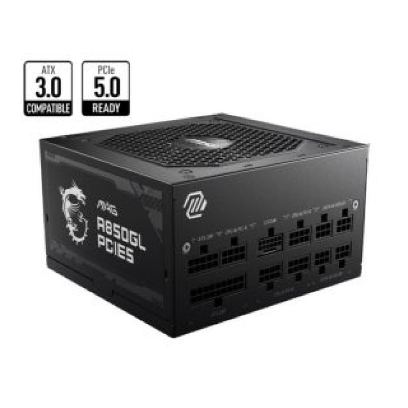 MSI Barošanas bloks MSI  Power Supply||850 Watts|Efficiency 80 PLUS GOLD|PFC Active|MAGA850GLPCIE5