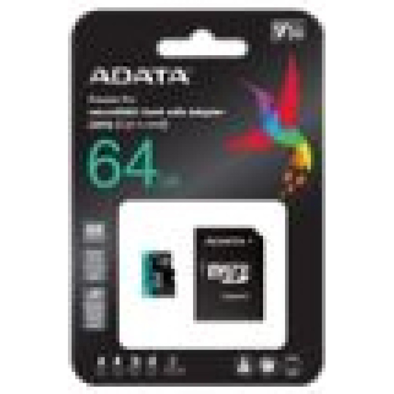 Adata Atmiņas kartes ADATA  ADATA 64GB Micro SDXC UHS-I U3 V30S + Ad