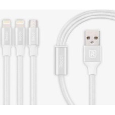 Recci Kabelis Recci Universal Delicate RCS-H120 3 in 1 Micro USB + 2 x Lightning Fast Charging 1,2 m White