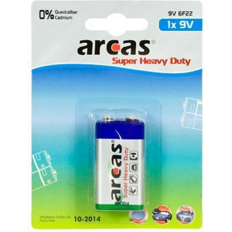 Arcas Cita datorprece Arcas  9V/6LR61, Super Heavy Duty, 1 pc(s)