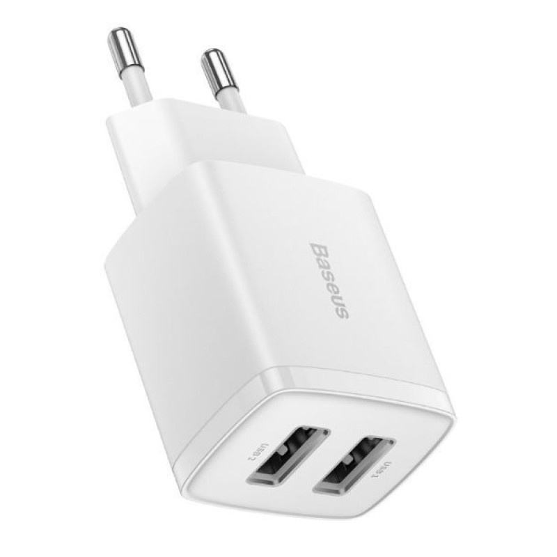 Baseus Adapteris Baseus  Compact Charger 2xUSB 10,5W White