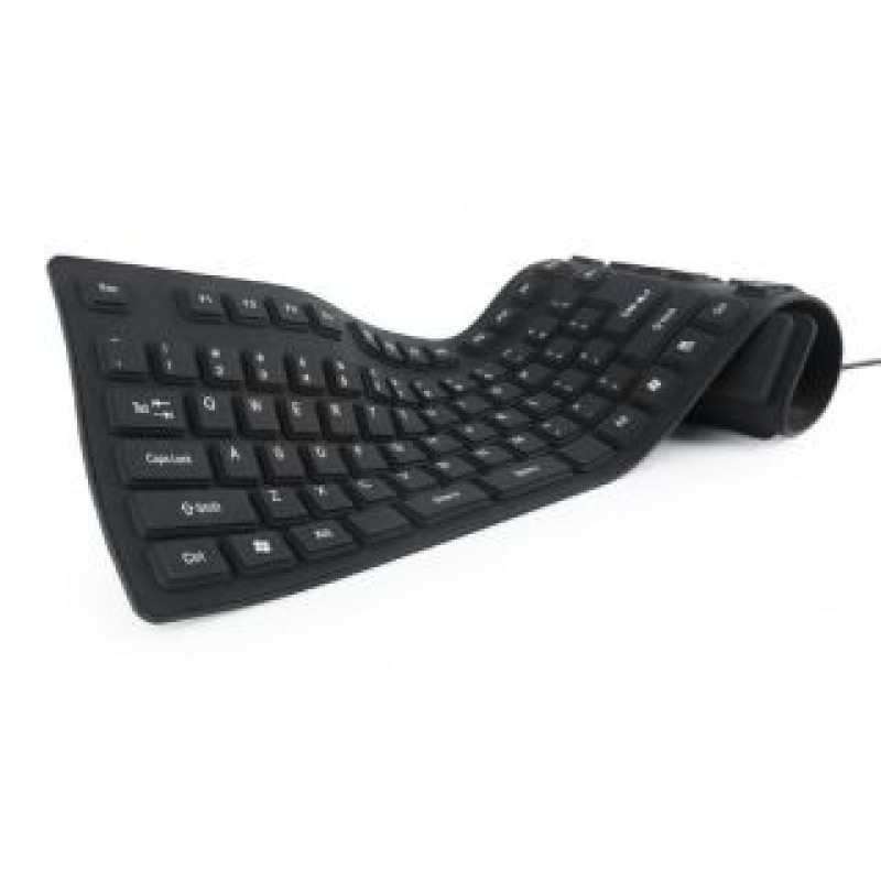 Gembird Datora tastatūra Gembird  KEYBOARD FLEXIBLE USB ENG/BLACK KB-109F-B