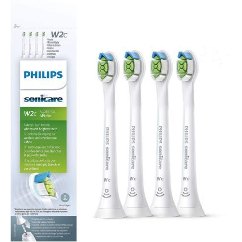 Philips Zobu birste Philips  Compact Sonic Toothbrush Heads HX6074/27 Sonicare W2c Optimal For adults and children, Number of brush heads included 4, Sonic technology, White