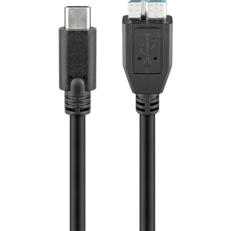 Goobay Kabelis Goobay  67995 USB-C to micro-B 3.0 cable  Round cable, SuperSpeed data transfer - The USB-C cable supports data transfer rates up to 5 Gbps - 10 times faster than USB 2.0; Quick charge function - USB-C charging cable for super-fast synchron