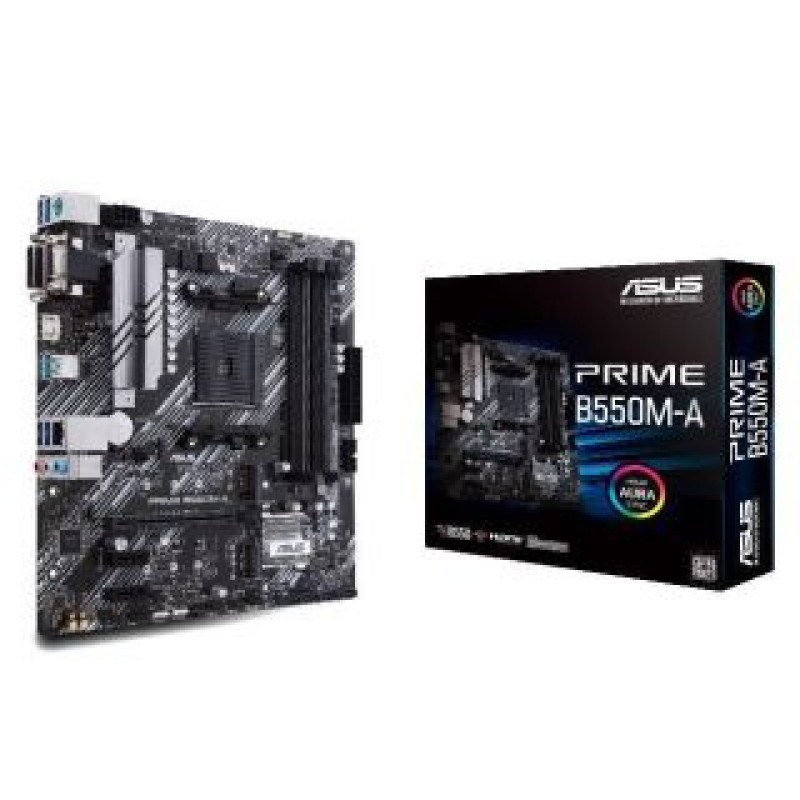 Asus Pamatplate AMD procesorsiem Asus  Mainboard||AMD B550|SAM4|MicroATX|Memory DDR4|Memory slots 4|2xPCI-Express 3.0 1x|1xPCI-Express 4.0 16x|2xM.2|1x15pin D-sub|1xDVI-D|1xHDMI|6xUSB 3.2|1xPS/2|1xRJ45|3xAudio port|PRIMEB550M-A