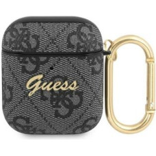 Guess Maciņš austiņām Guess Apple AirPods 1/2 cover szary/grey 4G Script Metal Black