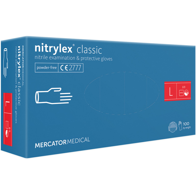 Mercator nitrylex® nitrila cimdi bez pūdera, zili, L izmērs 100gab