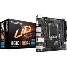 Gigabyte Pamatplate Intel procesorsiem Gigabyte  H610I DDR4 1.0 M/B Processor family Intel, Processor socket  LGA1700, DDR4 DIMM, Memory slots 2, Supported hard disk drive interfaces 	SATA, M.2, Number of SATA connectors 4, Chipset Intel H610 Express, Min