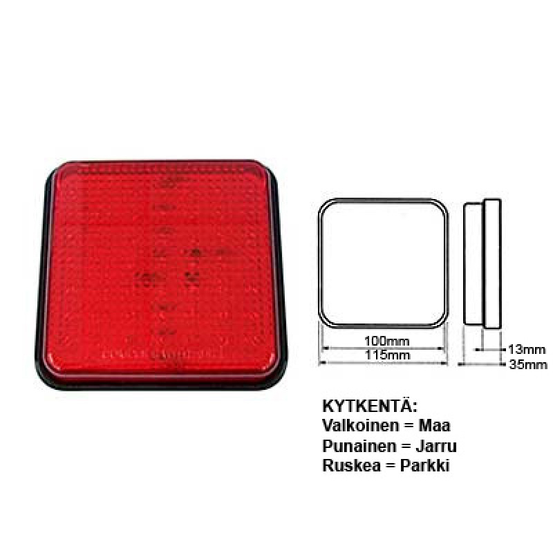 Startax LED aizmugurējais lukturis, sarkans 115x115mm