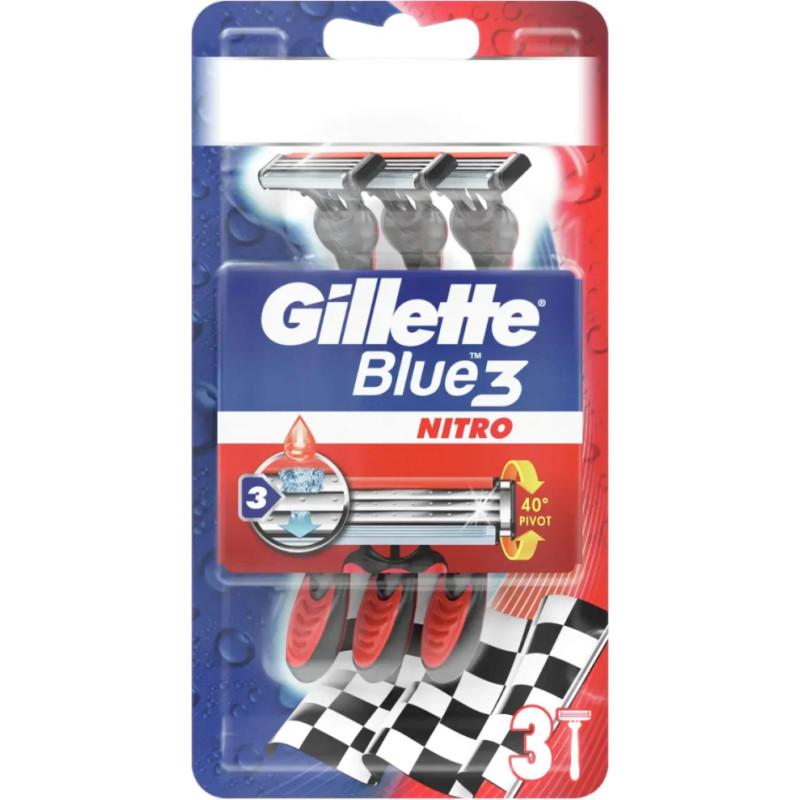 GILLETTE Blue 3 Nitro vienreizlietojami skuvekļi 3gab