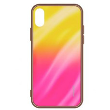 Evelatus Aizmugurējais vāciņš Evelatus Samsung A40 Water Ripple Gradient Color Anti-Explosion Tempered Glass Case Gradient Yellow-Pink