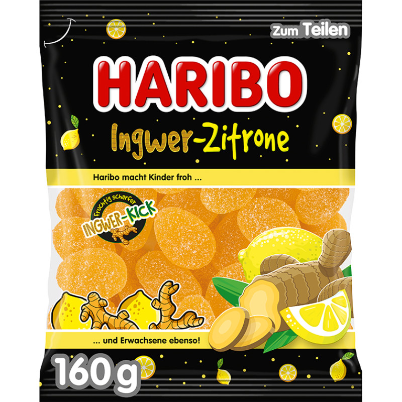 Haribo Ingwer Zitrone želejas konfektes 160g