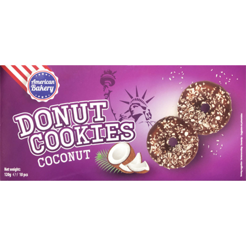 American Bakery Donut Cookies cepumi ar kokosriekstiem 120g