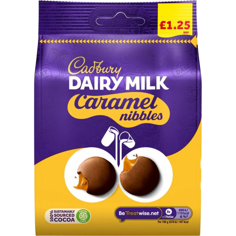 Cadbury šokolādes konfektes ar karameles pildījumu 95g