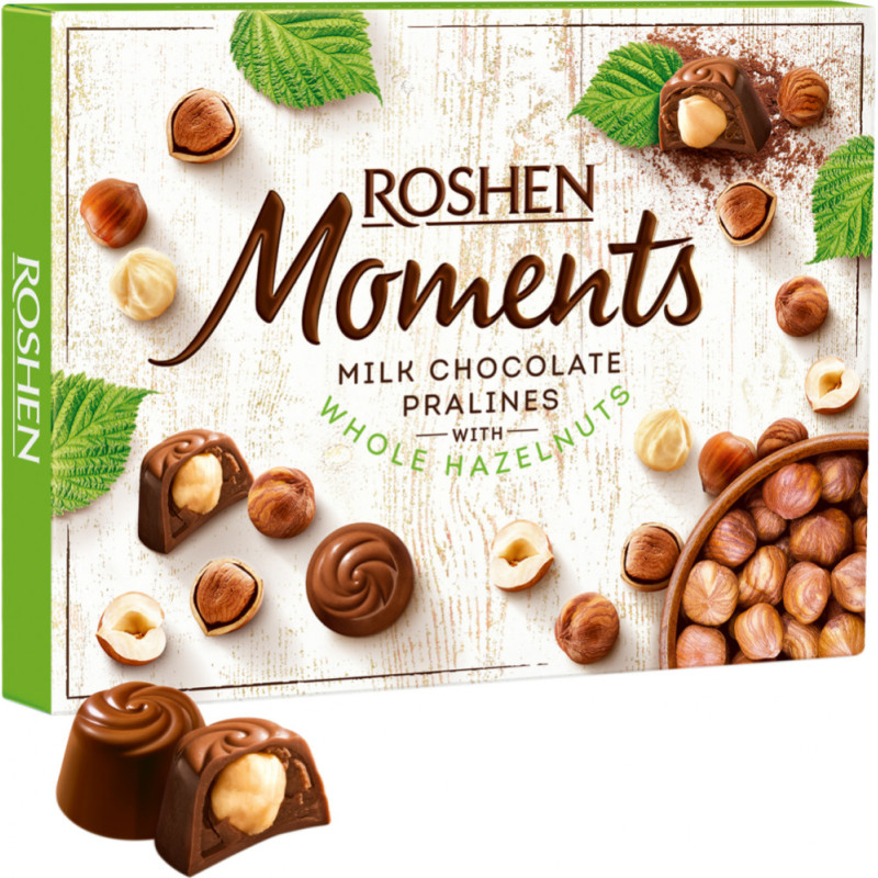 ROSHEN MOMENTS chocolate candy with whole hazelnuts 116g