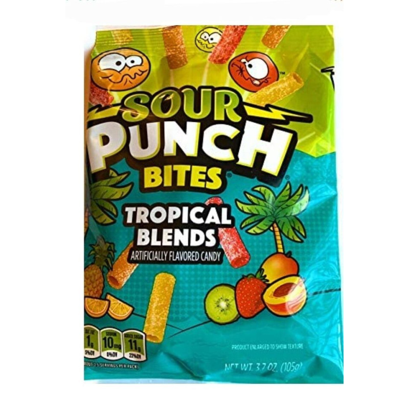 SOUR PUNCH Tropical Blends bites košļājamās konfektes 105g