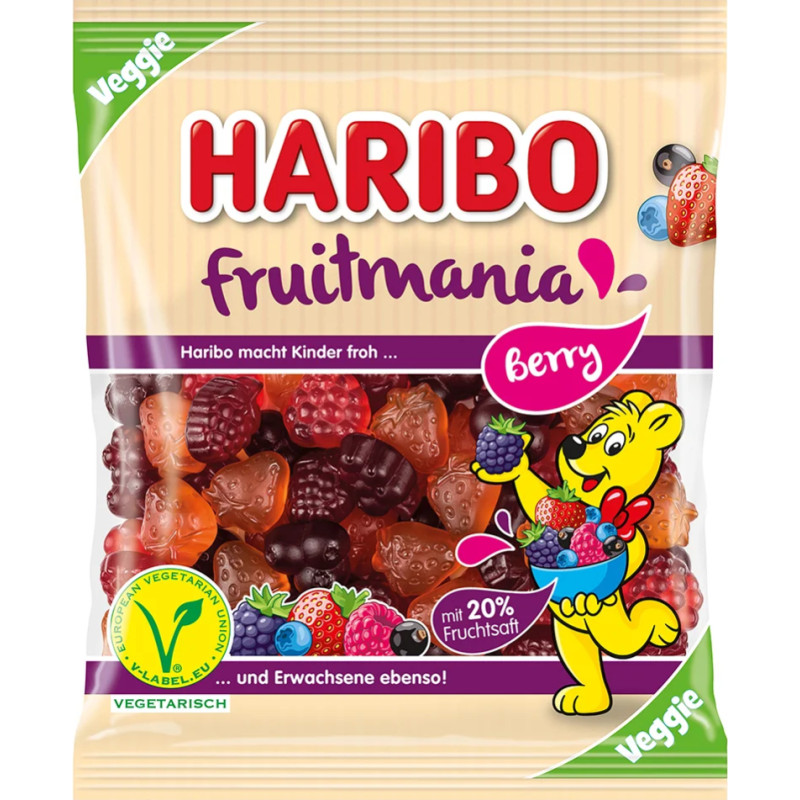 Haribo Fruitmania Berry želejas konfektes ar ogu garšu 175g